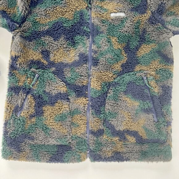 Columbia Women's Medium Jacket Sherpa Winter Pass Full Zip Navy Camo Fleece Soft - Picture 7 of 12
